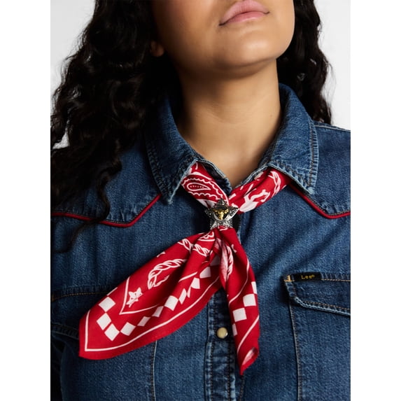 Kacey Lee Unisex Bandana Set with Star Concho, Red