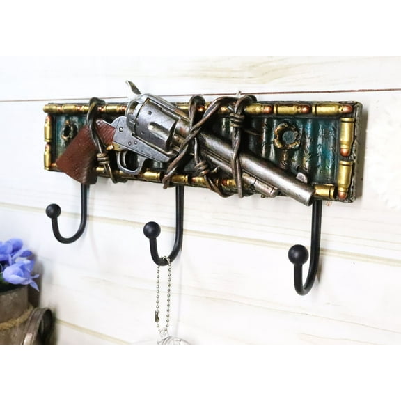 Western Barbed Wires 3-Peg Wall Hooks Plaque Home Decor