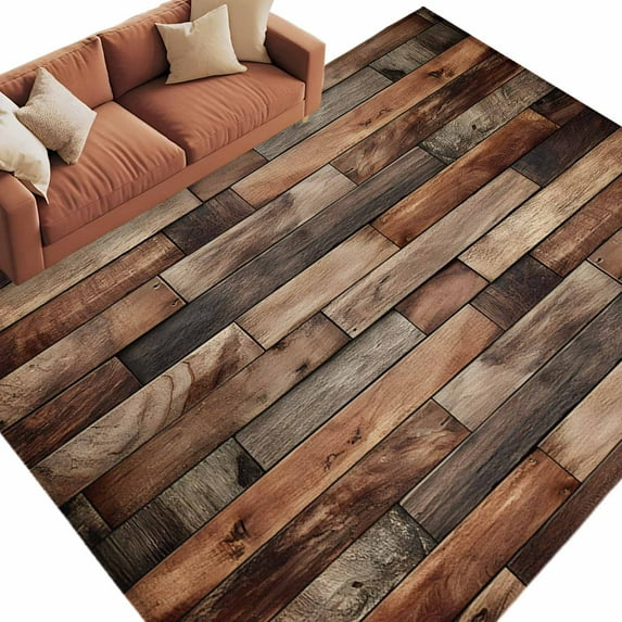 Western Barn Door Area Rugs Collection 8'x10', Vintage Farmhouses Wooden Door Brown Non Slip Indoor Rectangle Throw Runner Rug Floor Mat Carpet for Living Room Dining Table Bedroom Nursery