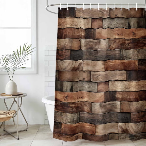 Western Barn Door Small Stall Shower Curtain, Waterproof Shower Curtains for Bathroom, Vintage Farmhouses Wooden Door Brown Washable Fabric Bath Curtain for Bathtub Decoration with Hooks 36x72 Inches