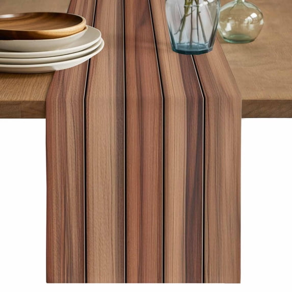 Western Barn Door Table Runner 72 Inches, Country Farmhouses Wooden Grain Brown Bed Runner Dresser Scarves Tabletop for Indoor Outdoor Parties/Ceremony/Banquet, 14" x 72"