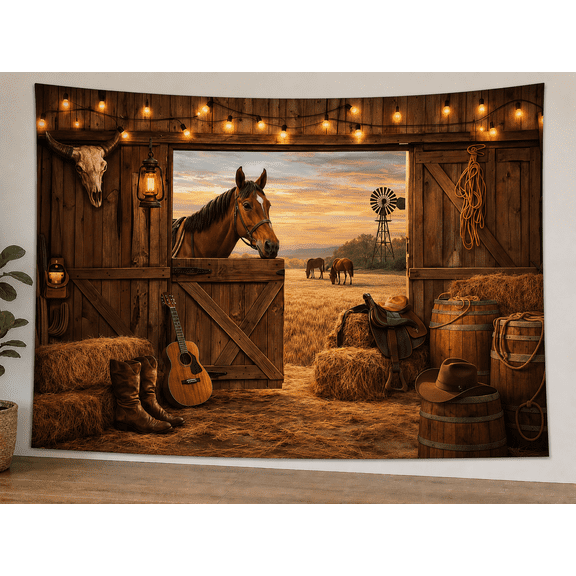 Western Barn Horse Backdrop