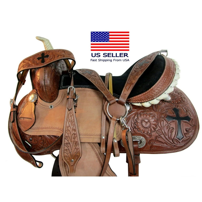 Western Brown Leather Tack Set of Headstall and Breast Collar