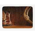 thumbnail image 1 of Western Bath Mat, American Style Cowboy Wild West Culture Equestrian Sports Team Roping Barn Print, Non-Slip Plush Mat Bathroom Kitchen Laundry Room Decor, 29.5 X 17.5 Inches, Umber Brown, Ambesonne, 1 of 2