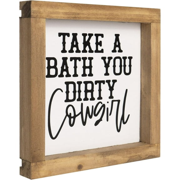 Western Bathroom Decor Southwestern Cowboy Wall Art Take A Bath You Dirty Cowgirl Wooden Restroom Signs Country Shelf Table Rustic Home White Decoration