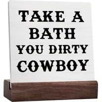 Western Bathroom Decor,Take A Bath You Dirty Cowboy Bathroom Signs,Western Ceramic Desk Sign Plaque For Bathroom Washroom Restroom Toilet Shelf Table Decor