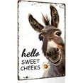 thumbnail image 1 of Western Bathroom Decor Vintage Donkey Gift - Funny Bathroom Restroom Toilet Decoration - Hello Sweet Cheeks Metal Sign 8x12 Inch, 1 of 1