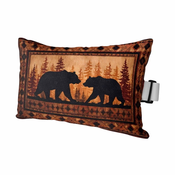 Western Bears Outdoor Pillows for Chaise Lounge Chair Waterproof Lumbar Pillows with Insert&Adjustable Strap Beach Headrest Pillow Farmhouse Country Boho Forest Cabins Brown Pool Pillow 11"x16"