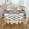 thumbnail image 1 of Western Beige Round Tablecloth 60 Inch - Waterproof Fabric Table Cloth Protector, Southwest Ethnic Boho Geometric Abstract Tablecloths Washable Table Cover for Kitchen Banquet Party, 1 of 6
