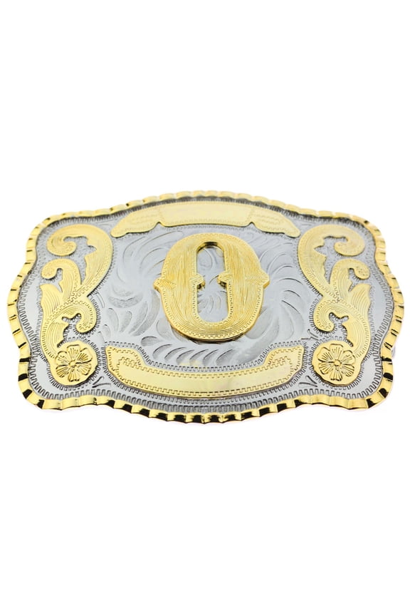 Initial Letter "O" Cowboy Rodeo Western Large Gold Tone Belt Buckle