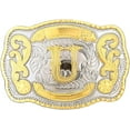 thumbnail image 1 of Western Belt Buckle Initial Letters ABCDJST to Z Cowboy Rodeo Large Gold Belt Buckles for Men Women, 1 of 11