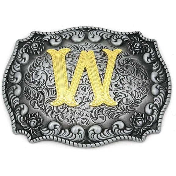 Western Belt Buckle Initial Letters ABCDJST to Z Cowboy Rodeo Large Gold Silver Unisex Belt Buckles