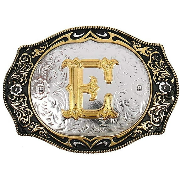 Western Belt Buckle Initial Letters ABCDMRJ to Z Cowboy Rodeo Small Gold Belt Buckles for Men Women