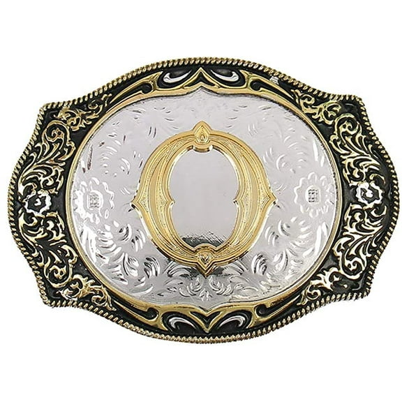 Western Belt Buckle Initial Letters ABCDMRJ to Z Cowboy Rodeo Small Gold Belt Buckles for Men Women