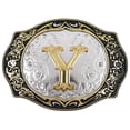 thumbnail image 1 of Western Belt Buckle Initial Letters ABCDMRJ to Z Cowboy Rodeo Small Gold Belt Buckles for Men Women, 1 of 7