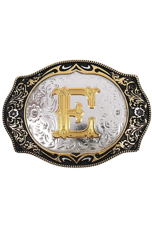 Western Belt Buckle Initial Letters ABCDMRJ to Z Cowboy Rodeo Small Gold Belt Buckles for Men Women
