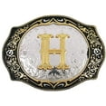 thumbnail image 1 of Western Belt Buckle Initial Letters ABCDMRJ to Z Cowboy Rodeo Small Gold Belt Buckles for Men Women, 1 of 7