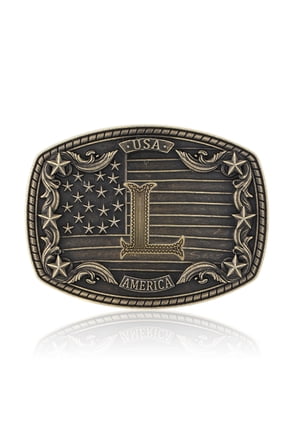 Western Belt Buckle Men Initial Letter ABCDJRM to Z Rodeo Cowboy Belt Buckles(Without belt)