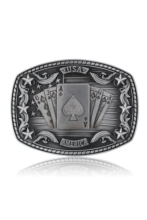 Western Belt Buckle for Men Women, Vintage Cowboy Cowgirl Texas Rodeo Longhorn Bull, Poker and Horse