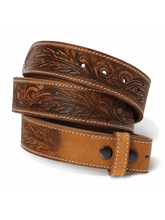 Western Belt Without Buckle For Men - Full Grain Leather Cowboy Belts Jeans -strap