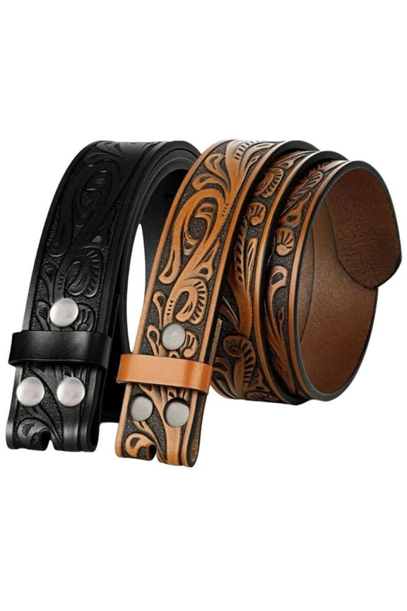 Western Belts for Men without Buckle Cowboy Belt Western Leather Belt Strap for Men Women Vintage Belt for Jeans