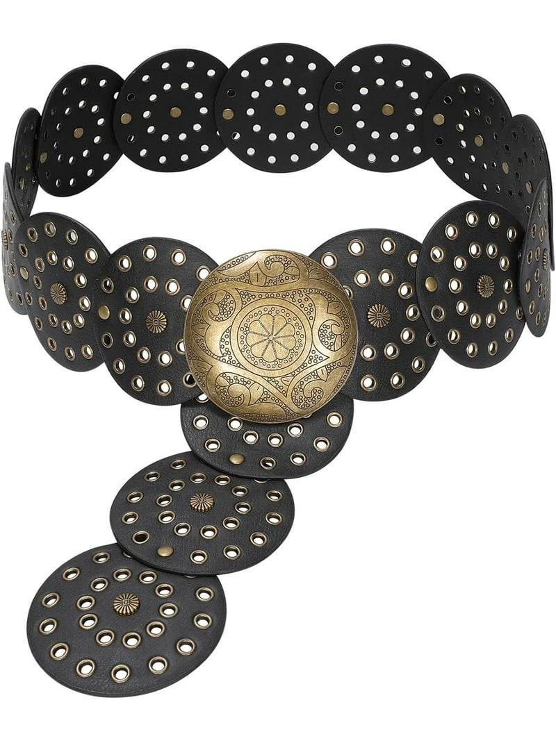 Western Belts for Women Wide Hollow Disc Leather Belt  display picture 2