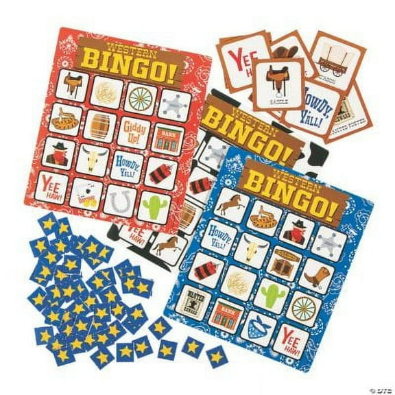 Fun Express Western Bingo Game Set - Fun & Interactive Party Favors for Birthdays Celebrations Special Events & Group Games - Perfect for Family Fun Classroom Activities and Entertainment - 22 Pieces