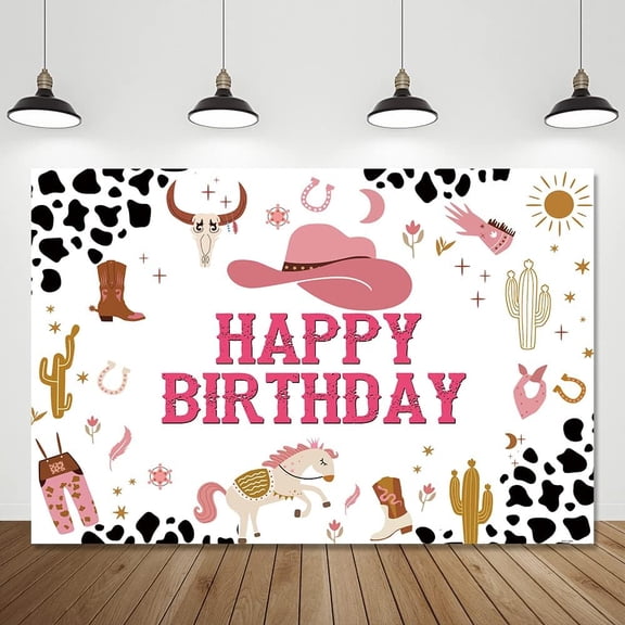 Western Birthday Party Backdrop for Girls Wild West Girl Birthday Background for Photography Cowgirl Cake Table Decorations Horse Photoshoot Banner