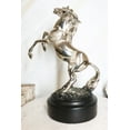 thumbnail image 1 of Western Black Beauty Prancing Horse Stallion Silver Resin Figurine With Base, 1 of 7