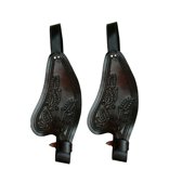 Western Black Leather Replacement Fenders Set Horse Saddle Floral Hand Tooled