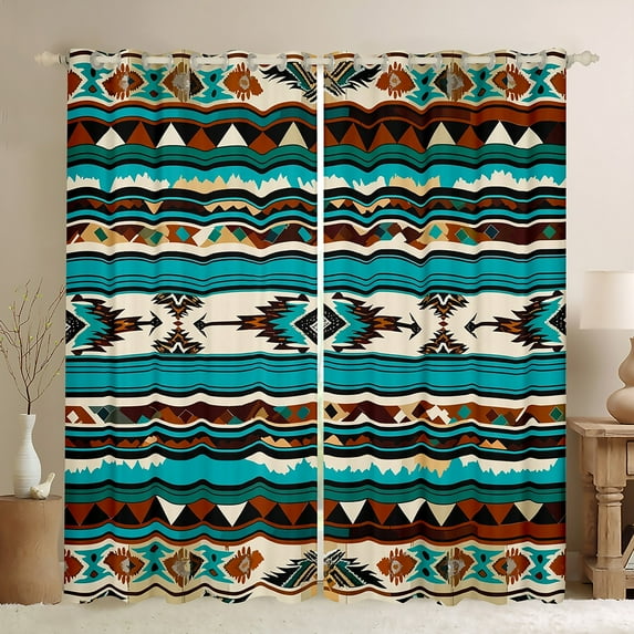 Western 30%-50% Blackout Curtains for Bedroom Geometric Aztec Curtains Drapes 2 Panels 38"Wx54"L,Southwestern Curtains Vintage Exotic Stripes Window Curtains