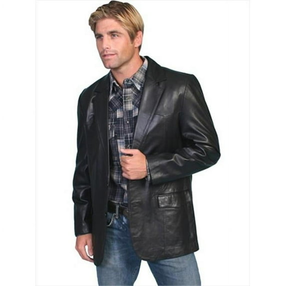 Western Blazer Mens Lambskin Button Back Vent Black 501-11