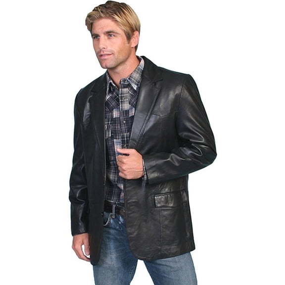 Western Blazer Mens Lambskin Button Back Vent Black 501-11