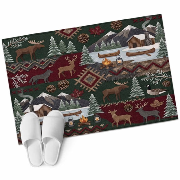 Western Boho Area Rugs Collection 2'x3', Farmhouse Country Rustic Chic Wild Nature Cabin Deer Non Slip Indoor Rectangle Throw Runner Rug Floor Mat Carpet for Living Room Dining Table Bedroom Nursery