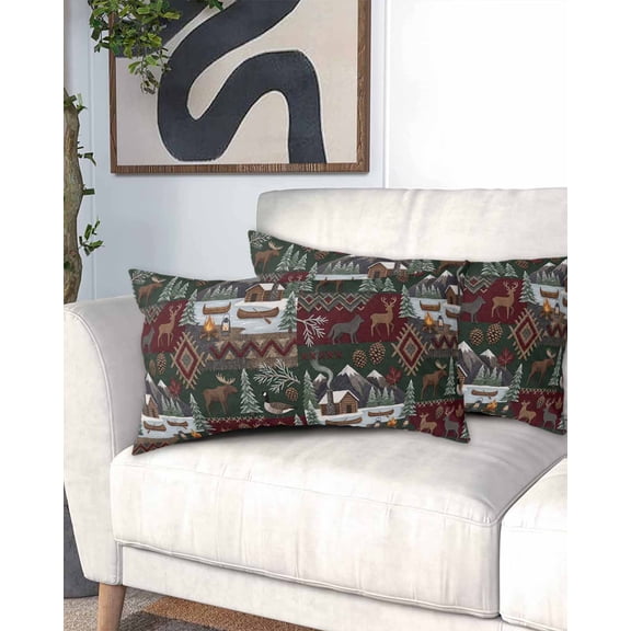 Western Boho California King Pillow Case - Microfiber Bed Throw Pillow Covers, Farmhouse Country Rustic Chic Wild Nature Cabin Deer Decorative Lumbar Pillow Cover with Envelope Closure 20"x40"