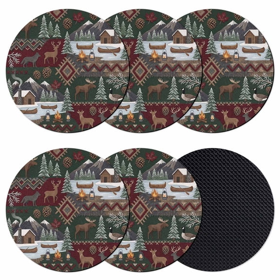 Western Boho Coasters Set of 6, Absorbent Coasters for Drinks, Farmhouse Country Rustic Chic Wild Nature Cabin Deer Coaster for Desk Coffee Table Protection, Home Decor House Warming Gifts 4"