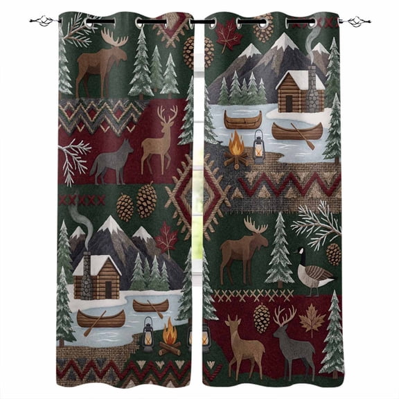 Western Boho Kitchen Curtains Farmhouse Country Rustic Chic Wild Nature Cabin Deer Cafe Short Curtains for Bathroom Blackout Window Curtain Small Window Treatment Drapes for Bedroom 27.5"x39"x2