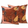 thumbnail image 1 of Western Boho Outdoor Waterproof Pillow Covers, Vintage Abstract Horse Cactus Plant Orange Decorative Square Throw Pillowcase Sofa Cushion Sham for Patio/Couch/Chair, 26"x26" 2 Pack, 1 of 8
