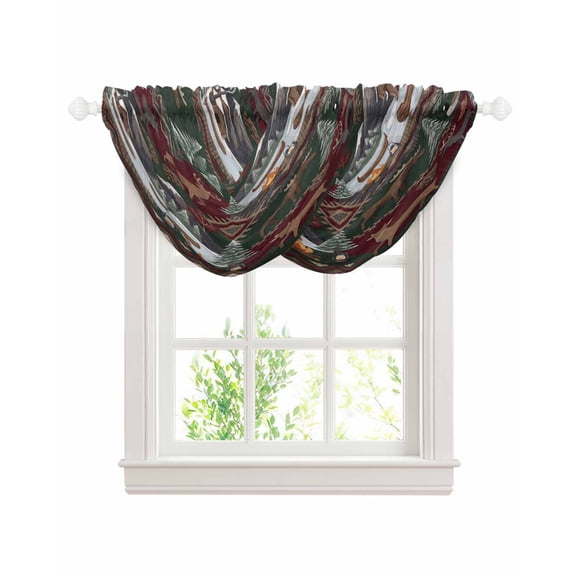 Western Boho Sheer Waterfall Valance Curtains for Window, Farmhouse Country Rustic Chic Wild Nature Cabin Deer Rod Pocket Sheer Topper Swag Curtains for Living Room, Kitchen 38.5"W x 47.2"L, 2 Panels