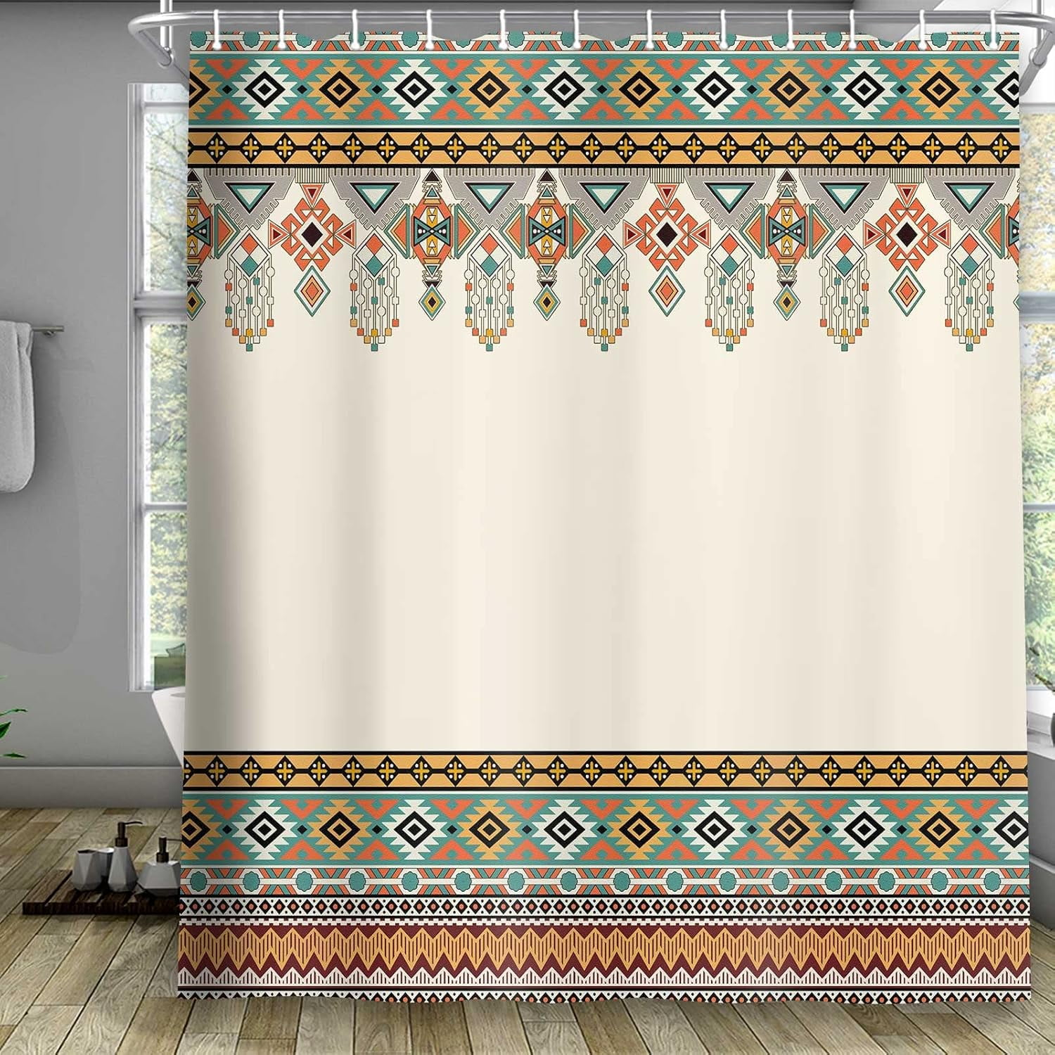 Western Boho Shower Curtains for Bathroom, Modern Abstract Aztec Shower ...