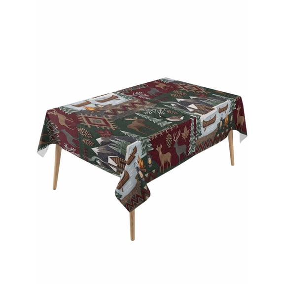 Western Boho Table Cloth, Waterproof Tablecloth for Rectangle Tables, Farmhouse Country Rustic Chic Wild Nature Cabin Deer Reusable Washable Fabric Table Cover for Restaurant Kitchen Dining 60"x120"