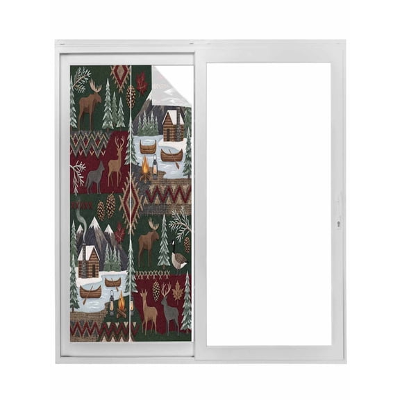 Western Boho Window Privacy Film, Farmhouse Country Rustic Chic Wild Nature Cabin Deer Static Cling UV Sun Blocking Tint Film Heat Control Windows Films for Bedroom, Window Stickers 17.7"x39.3"