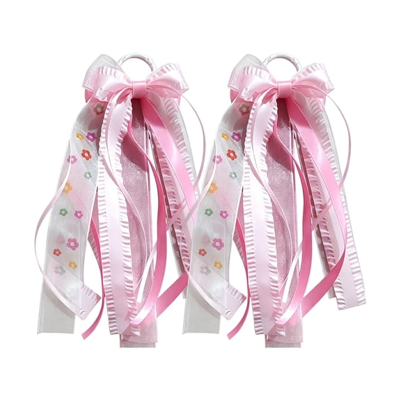 Western Boot Ornament, White Lace Ribbon Long Tassels, Satin Ribbon Layered Bow Details, Silver Carabiner Clips for Easy Attachment, 1-Pair 9X3 Inch Soft Floral Pattern Shoe Charm