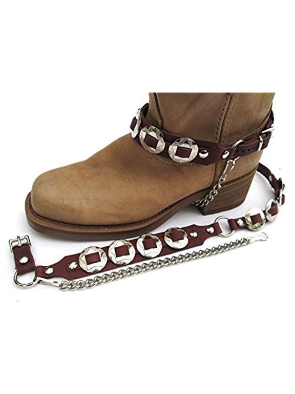 Western Boots Boot Chains "The Concho Honcho" Brown Leather, 8 Conchos