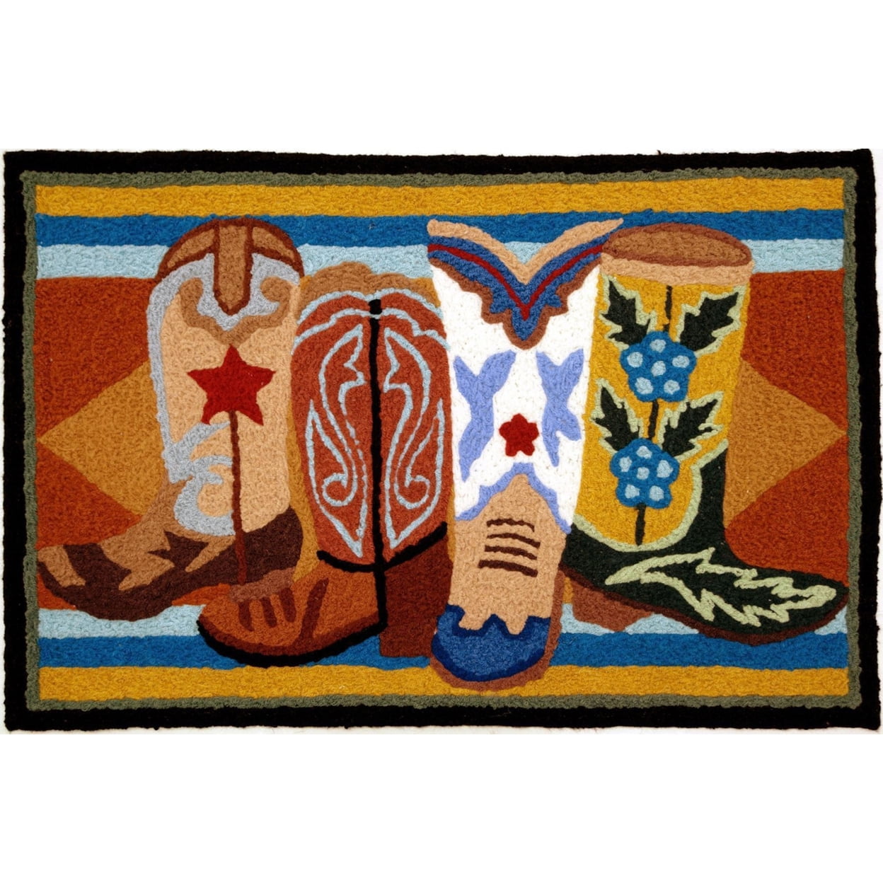 Western Boots Jellybean Accent Washable Rug 20" x 30" JB-HC031