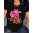 thumbnail image 1 of Western Boots and Pink Heart Hat Valentine's Day Women Casual Short Sleeve T-Shirt, 1 of 6