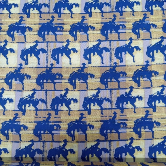 Western Bronco Rider Yellow Cotton Fabric