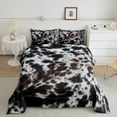 thumbnail image 1 of Western Brown Cowhide Comforter Set,Aztec Black White Cow Print Bedding Set Full Rustic Farm Animal Down Comforter Men Women,Cowboy Cowhide Quilt Duvet Set Bedroom Decor 3 Pcs, 1 of 5