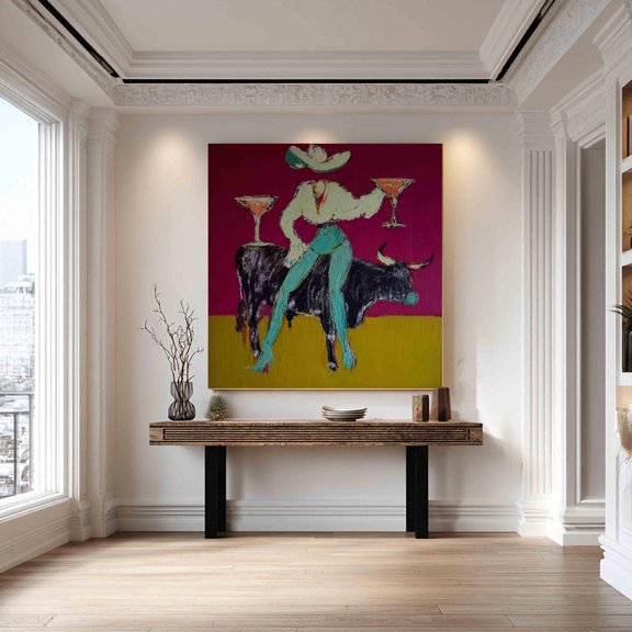 Western Bull Woman Red Rodeo Wall Decor For Home Living Room