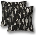 thumbnail image 1 of Western Cactus Covers 18 x 18 Set of 2 Black Decorative Throw Pillow Cover Plants Linen Outdoor Pillowcases Farmhouse Home Decor for Couch Bed Sofa, -P0424-PC007, 1 of 6